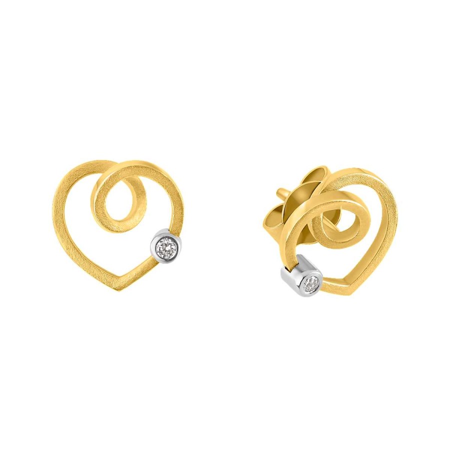 Schmuck Goldschmiede Jaqueline  | Ohrstecker Aus 750Er Gelbgold Und Weissgold »Herz, 100001« Mit Diamanten